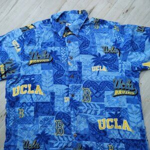 Excellent Men Reyn Spooner UCLA Bruins College Button Front Hawaiian Shirt L
